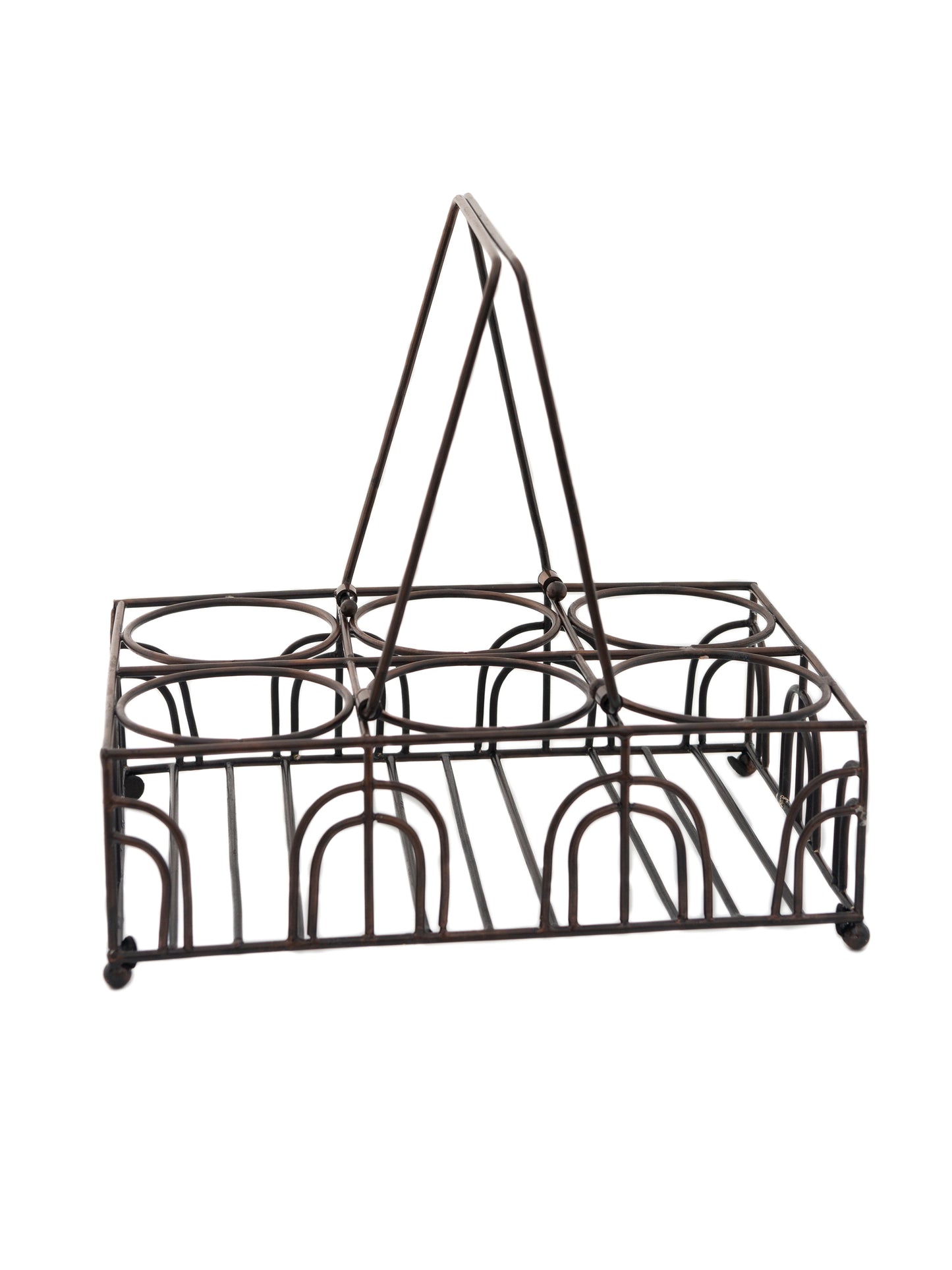 Vintage Black Wire 6 Glass Carrier Basket Weston Table