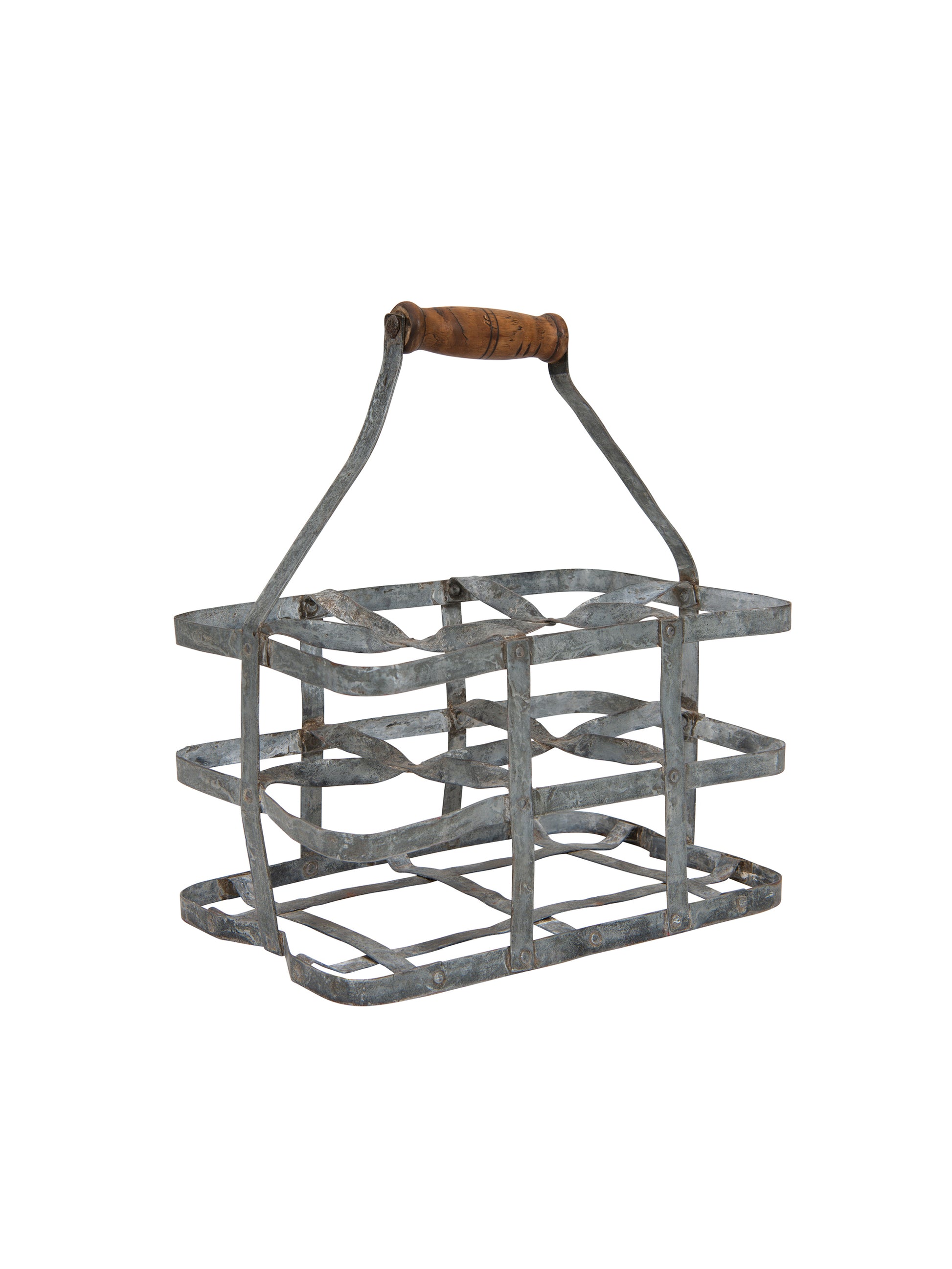 Vintage French Zinc Wine Bottle Carrier 1920s Weston Table
