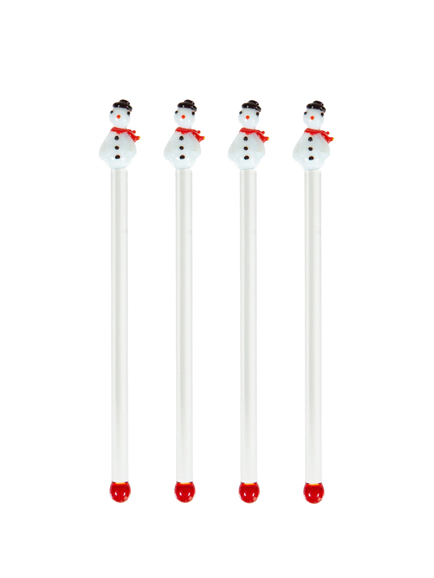 Vintage Glass Snowmen Swizzle Sticks Weston Table 