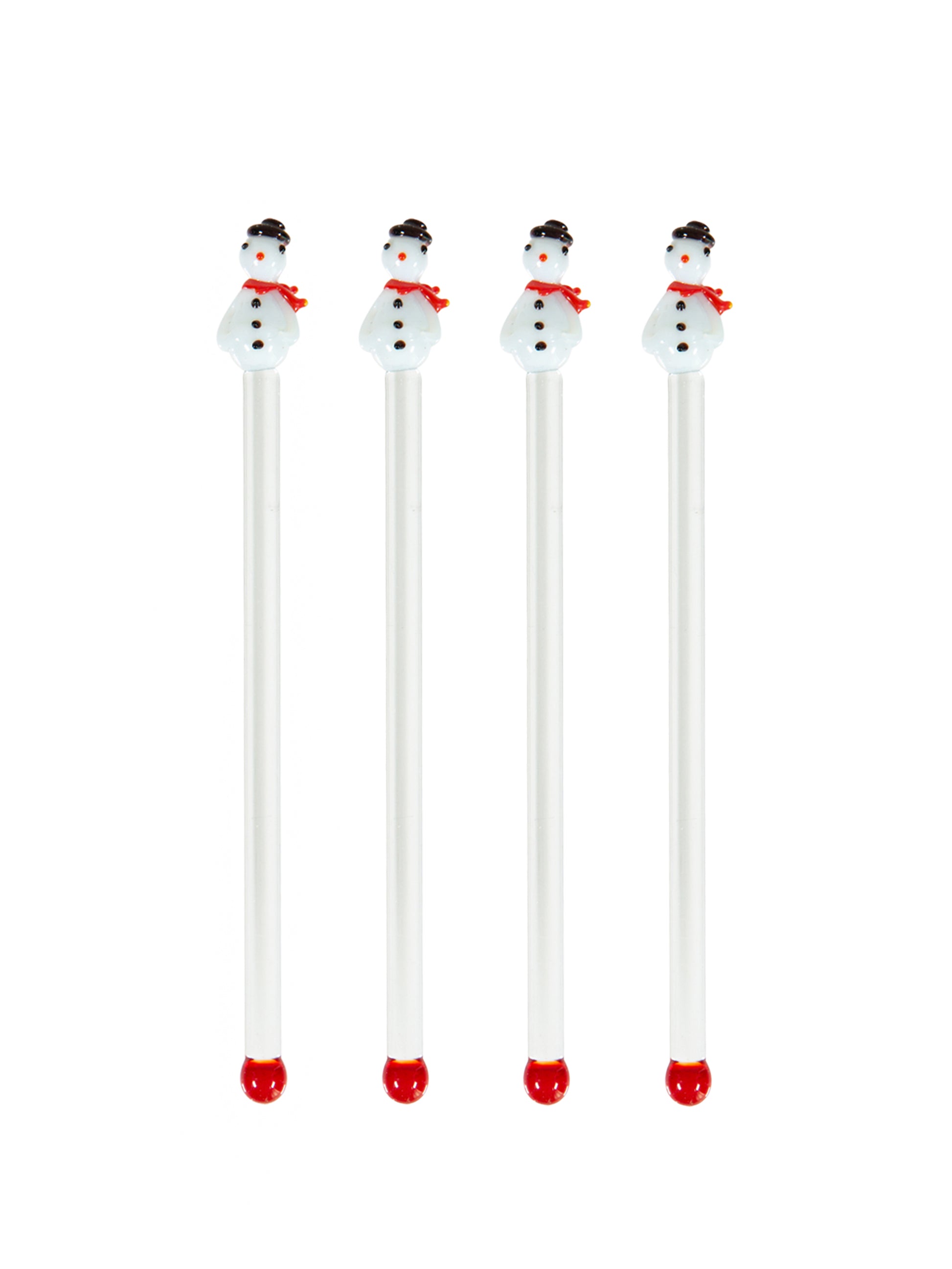 Vintage Glass Snowmen Swizzle Sticks Weston Table 