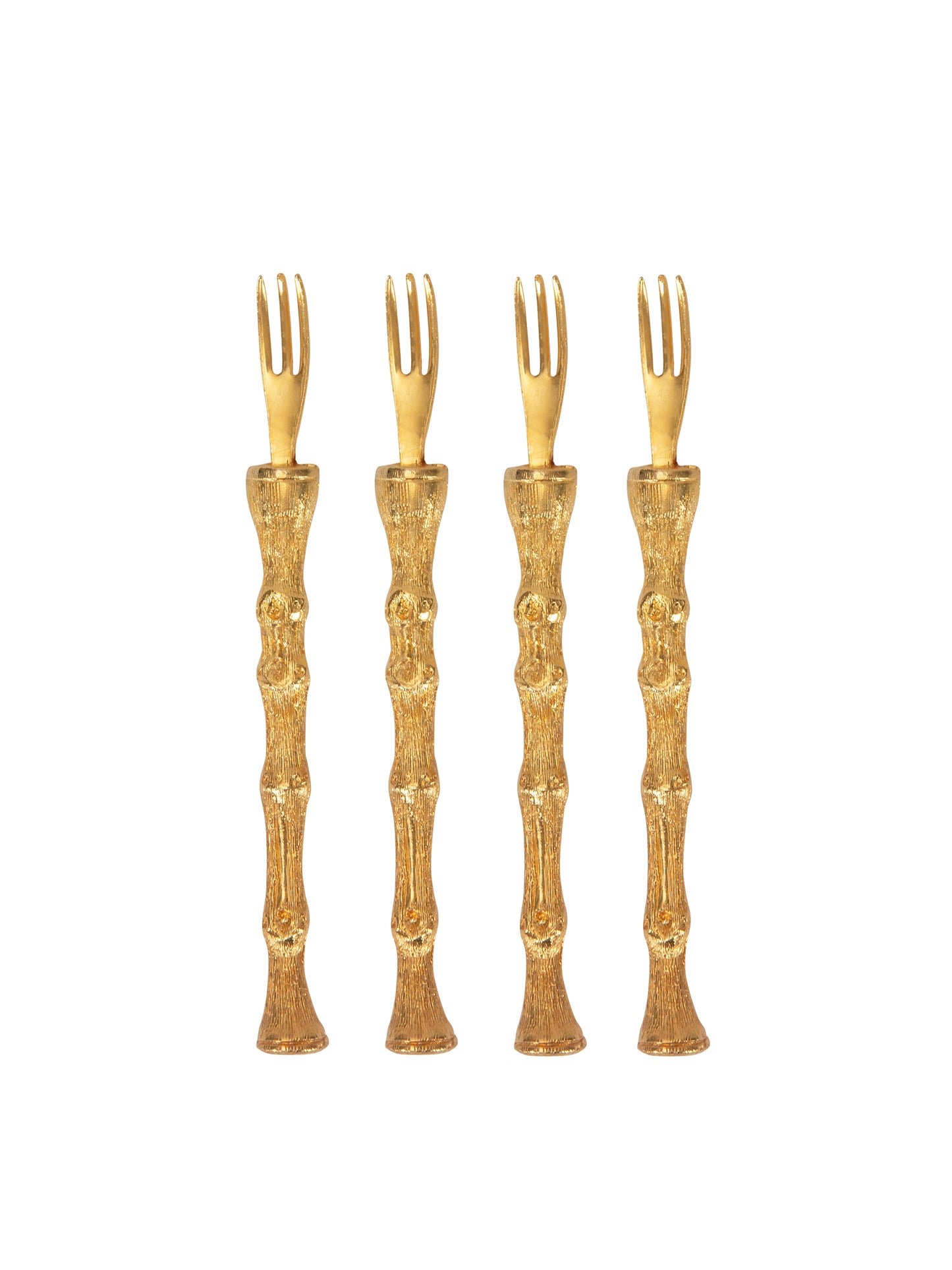 Vintage Gold Bamboo Oyster Forks