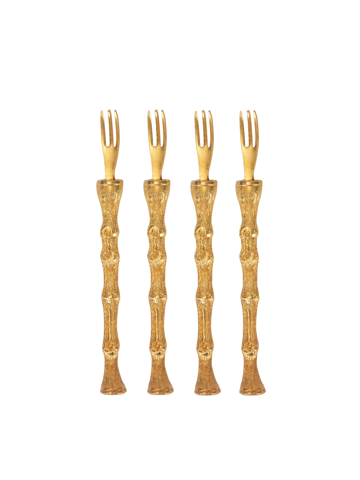 Vintage Gold Bamboo Oyster Forks Set of 4 Weston Table