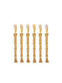 Vintage Gold Bamboo Oyster Forks Set of 6 Weston Table