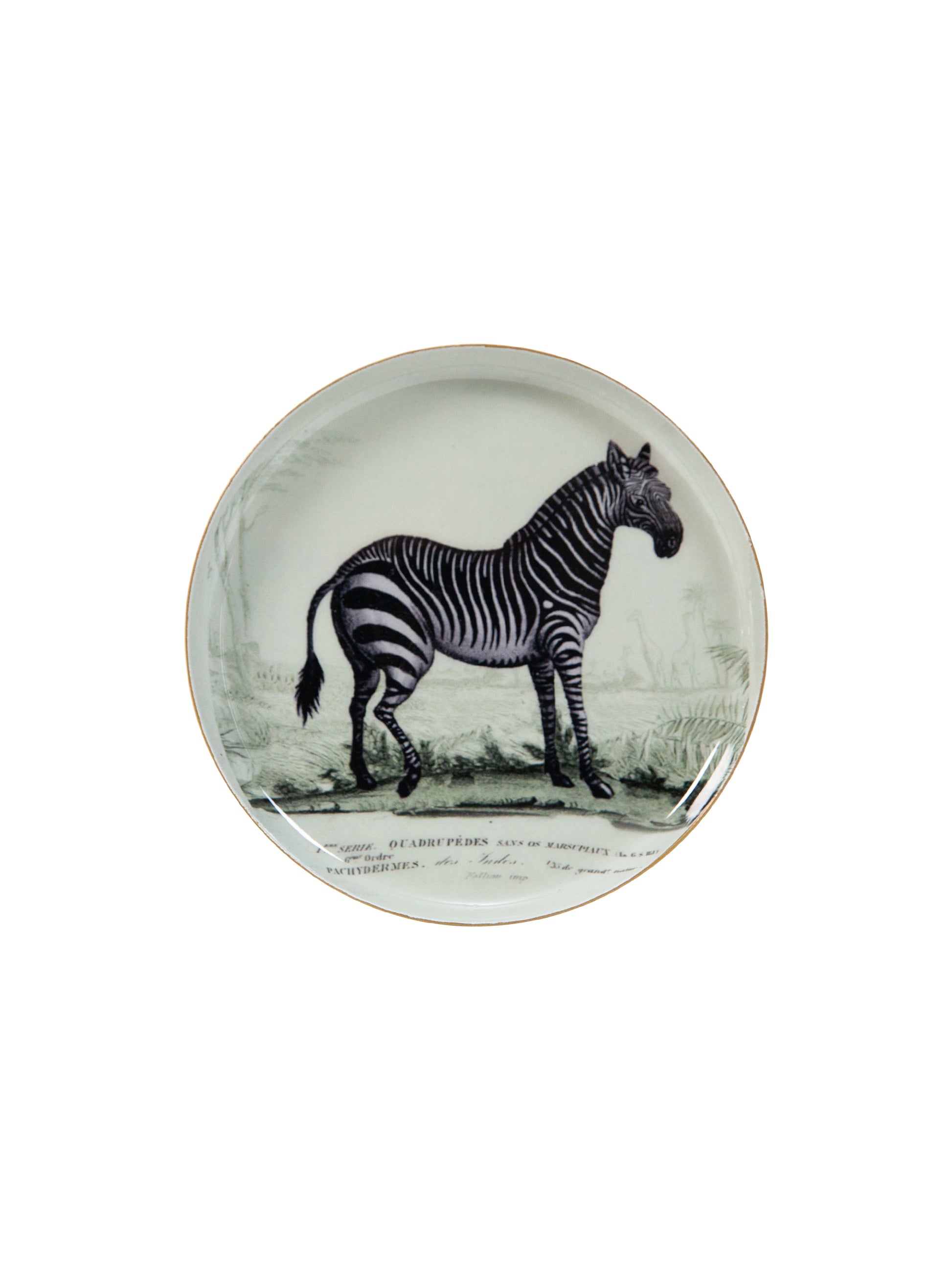 Vintage Mid Century Zebra Decoupage Plate Weston Table