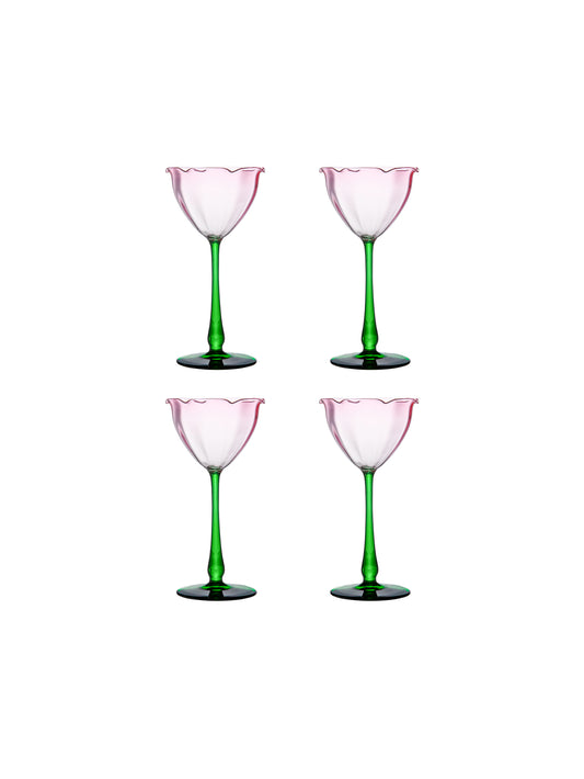 1930s Art Deco Morgantown Red Wine Glasses Champagne Stems - Set