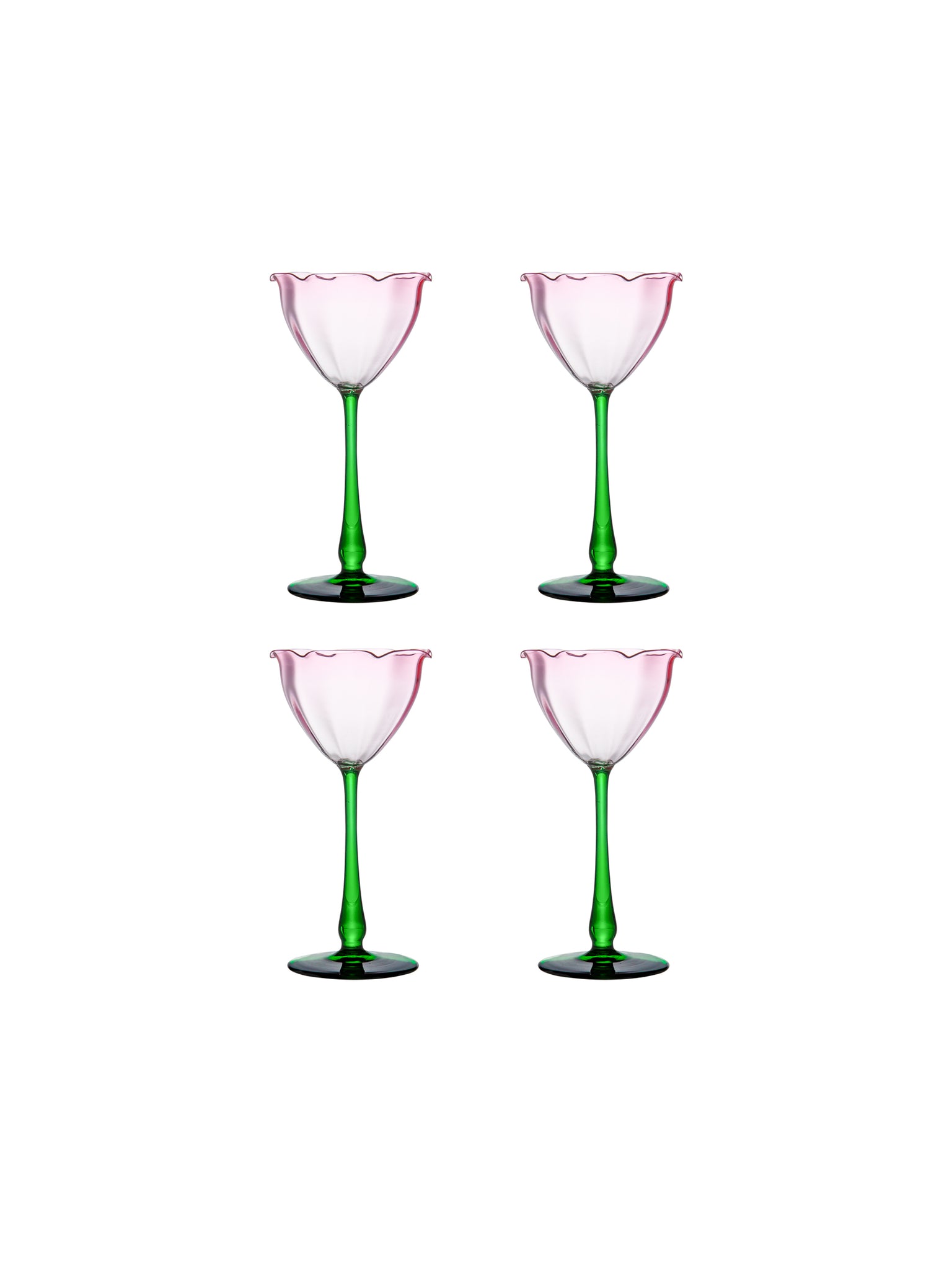 Vintage Pink Tulip Murano Red Wine Set of Four Weston Table