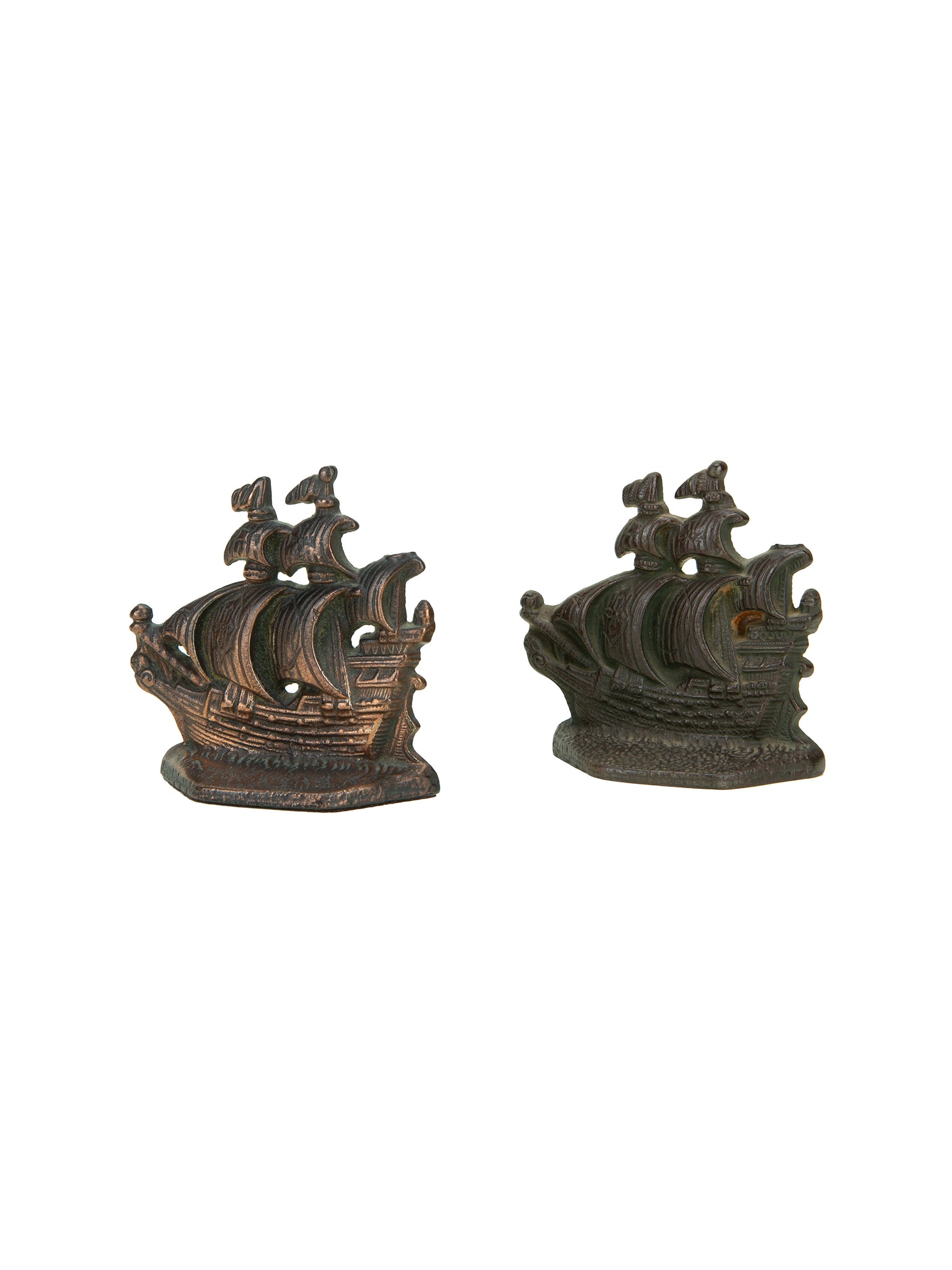 Vintage Cast Iron Santa Maria Ship Bookends Weston Table