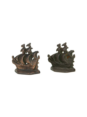  Vintage Cast Iron Santa Maria Ship Bookends Weston Table 