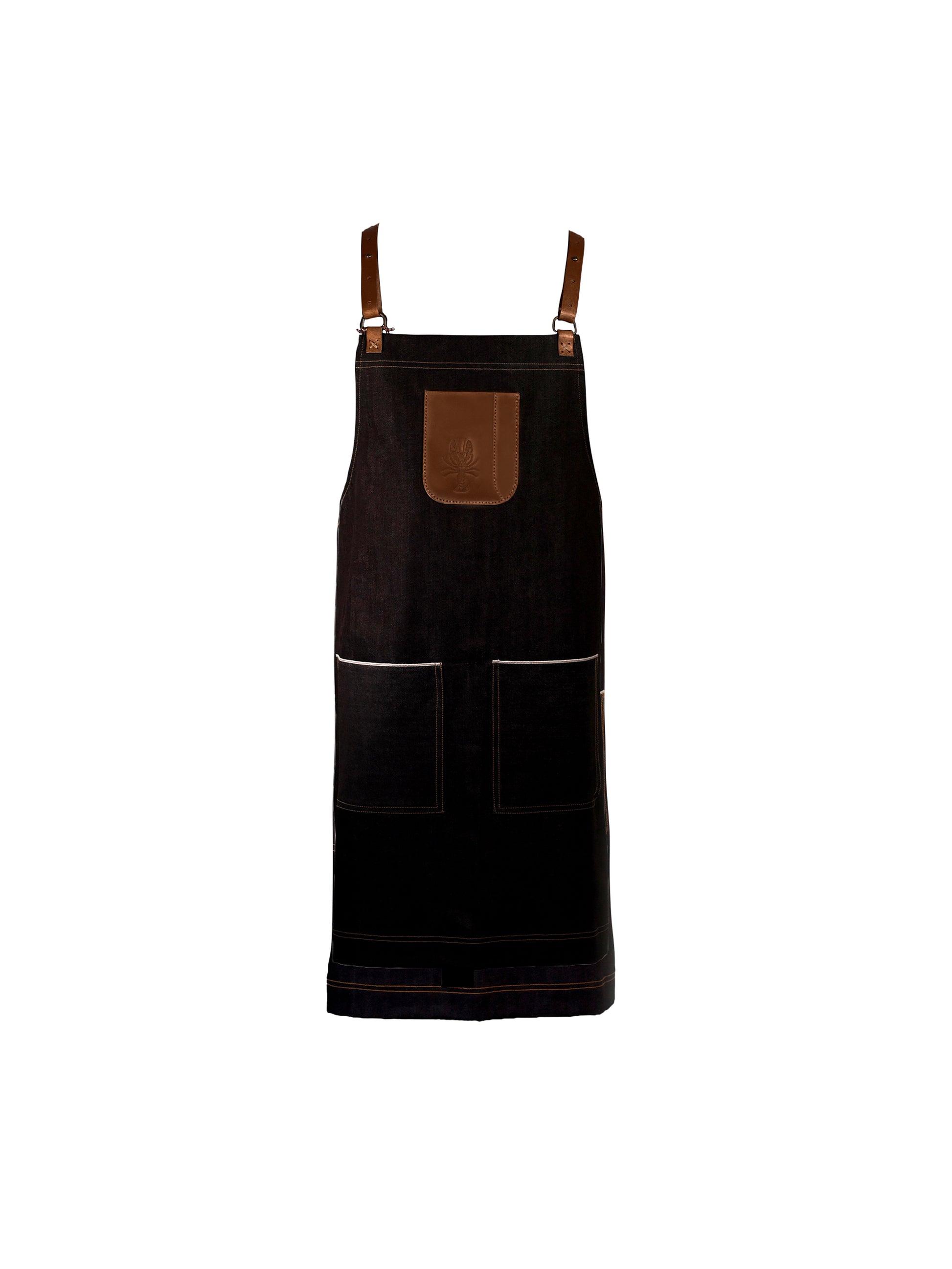 WT x Bramby Supply Co. Japanese Selvede Denim & Leather Apron Brown Leather Weston Table