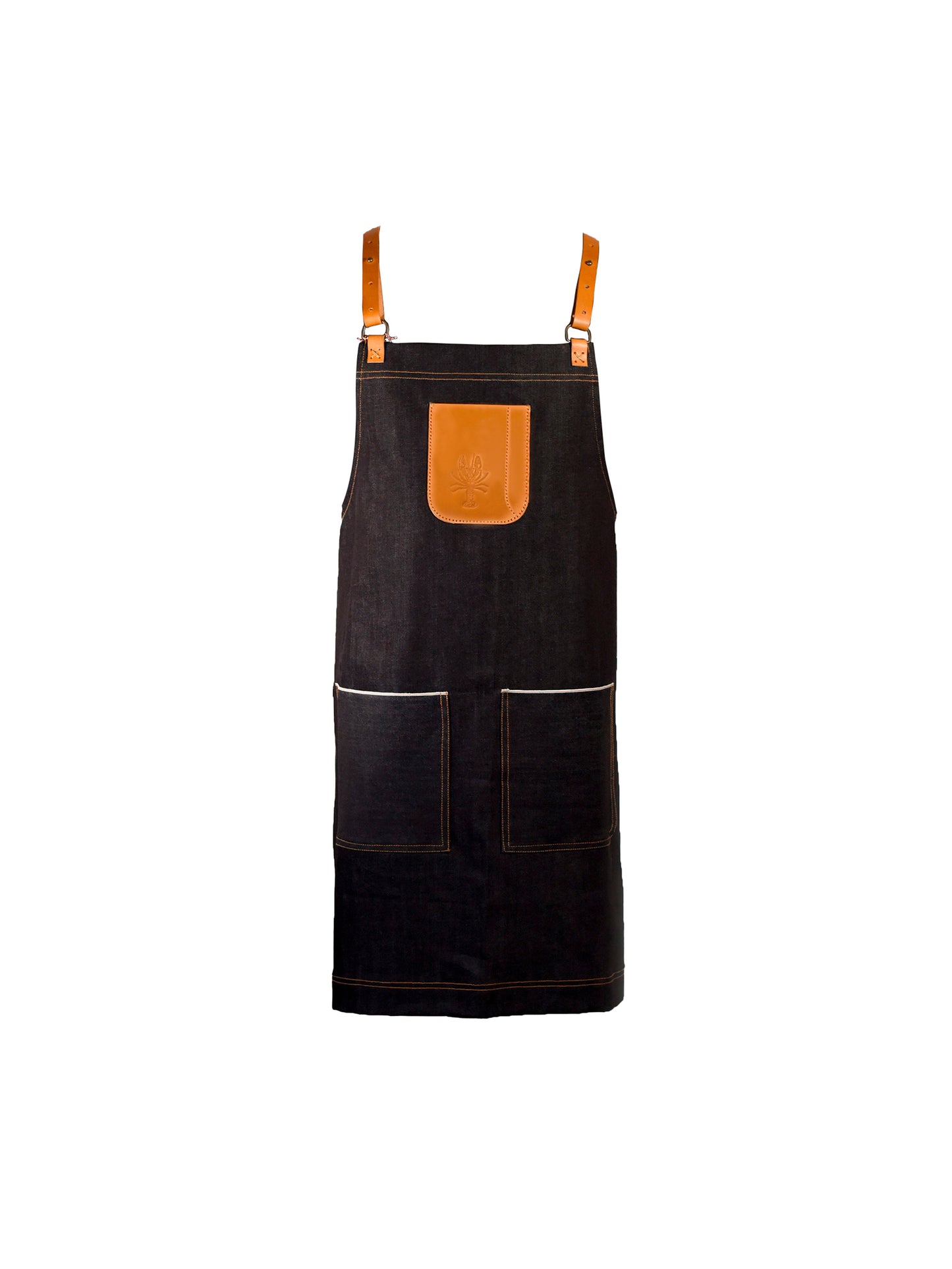 Japanese Selvede Denim & Leather Apron Camel Leather Weston Table