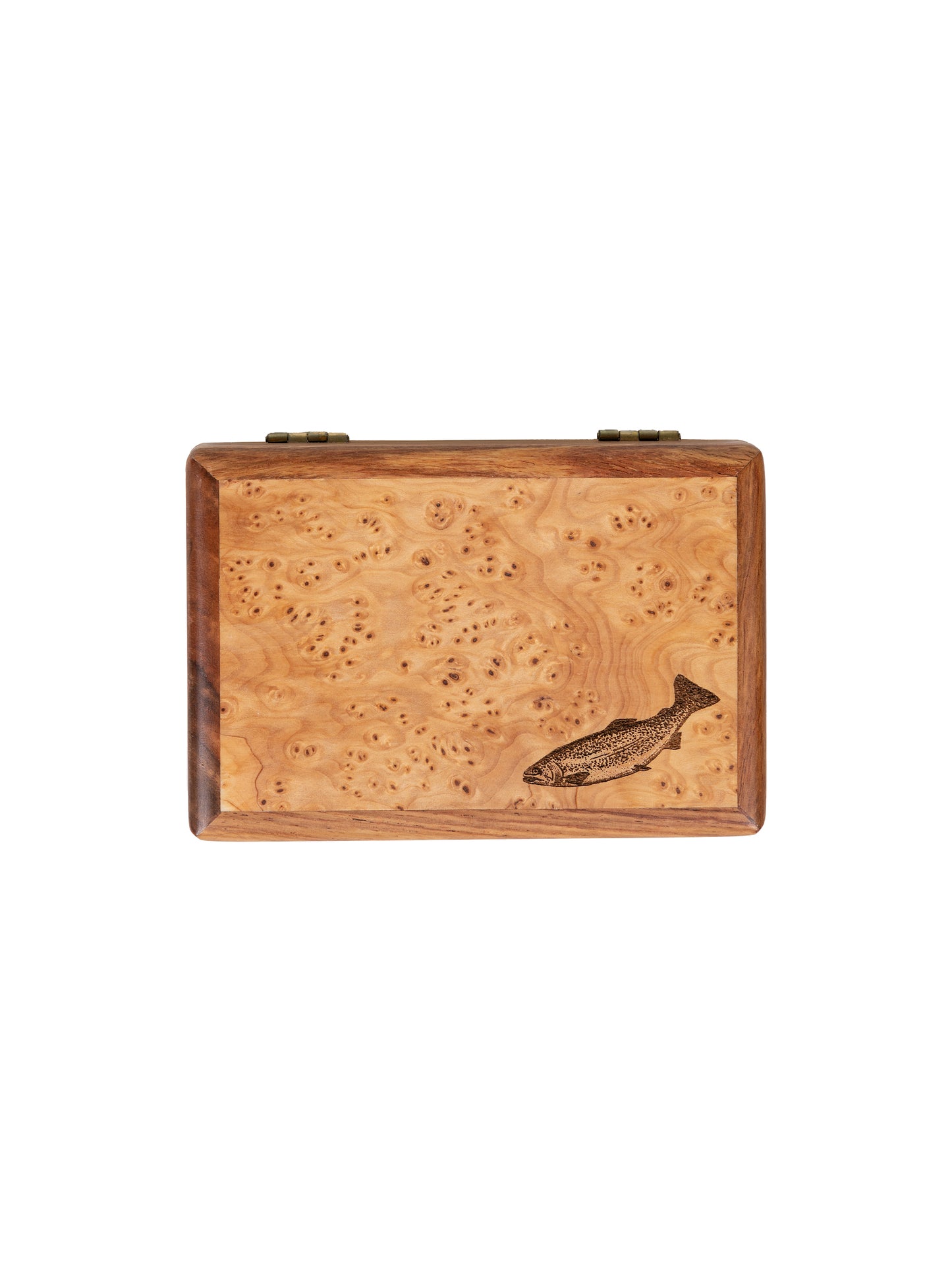 WT Burled Wood Fly Fishing Fly Box Trout Weston Table 