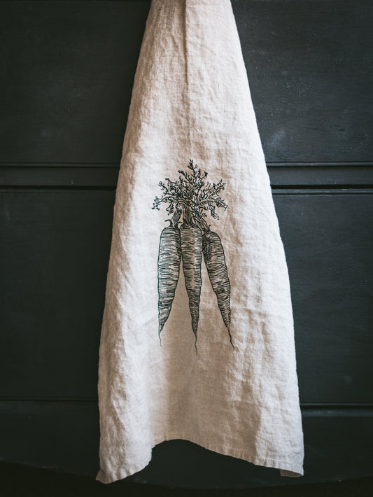 WT Carrots Linen Tea Towel Weston Table