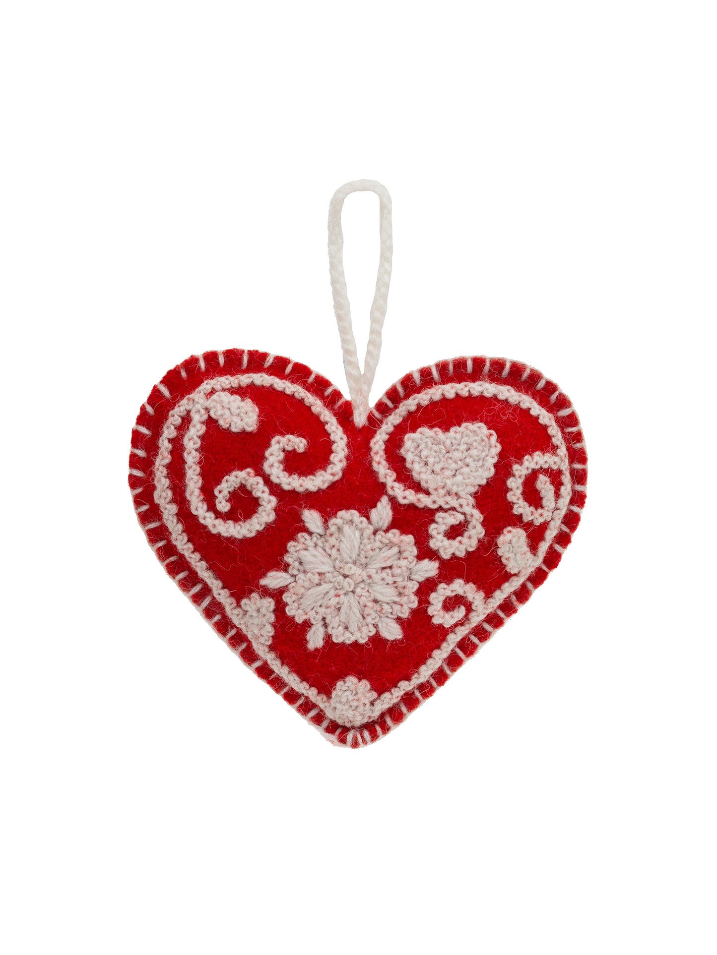  Heart Wool Felt Ornaments Red Weston Table