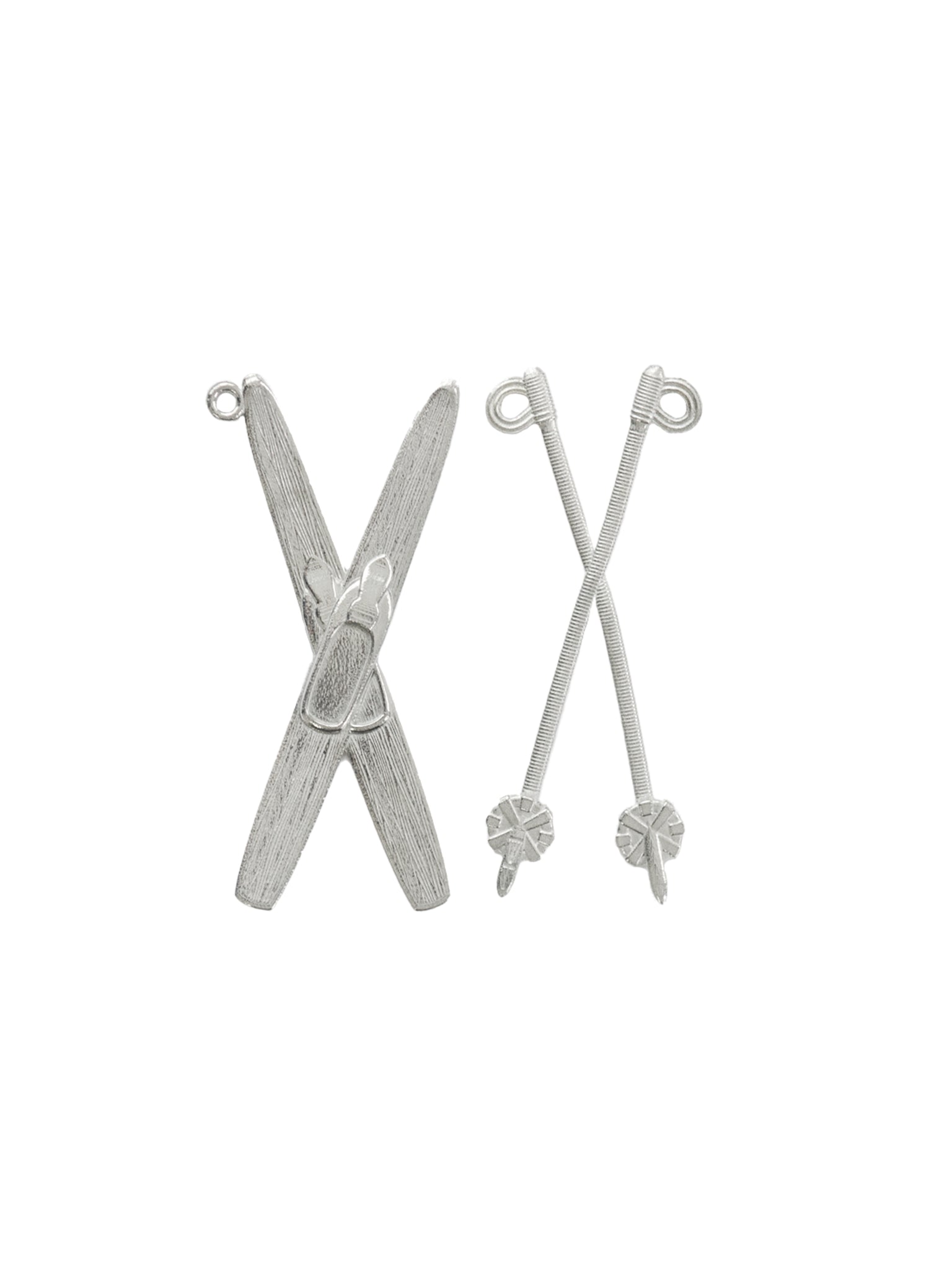 WT Pewter Skis and Poles Ornaments Weston Table