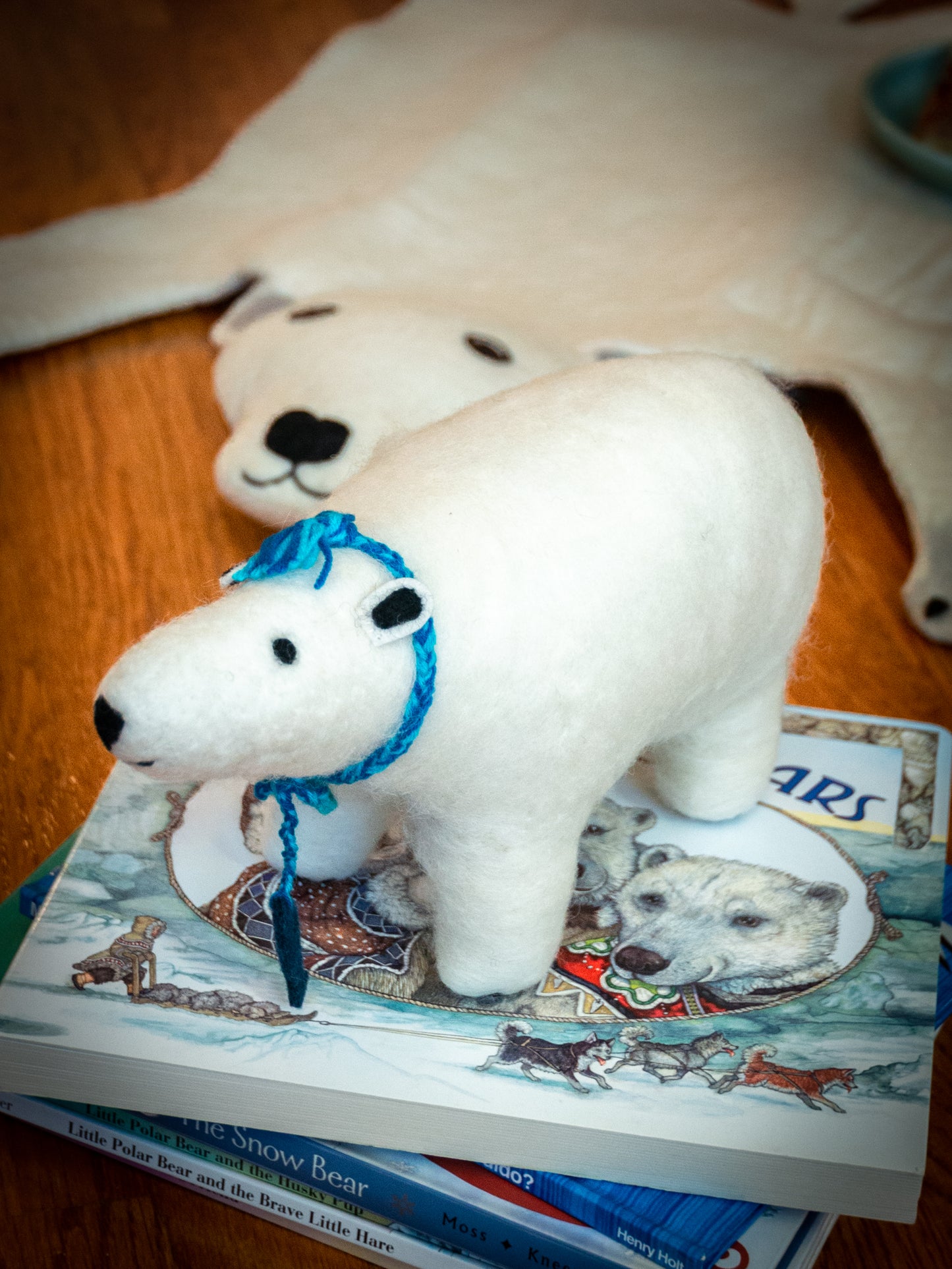 Sew Heart Felt Polar Bear Toy Blue Weston Table