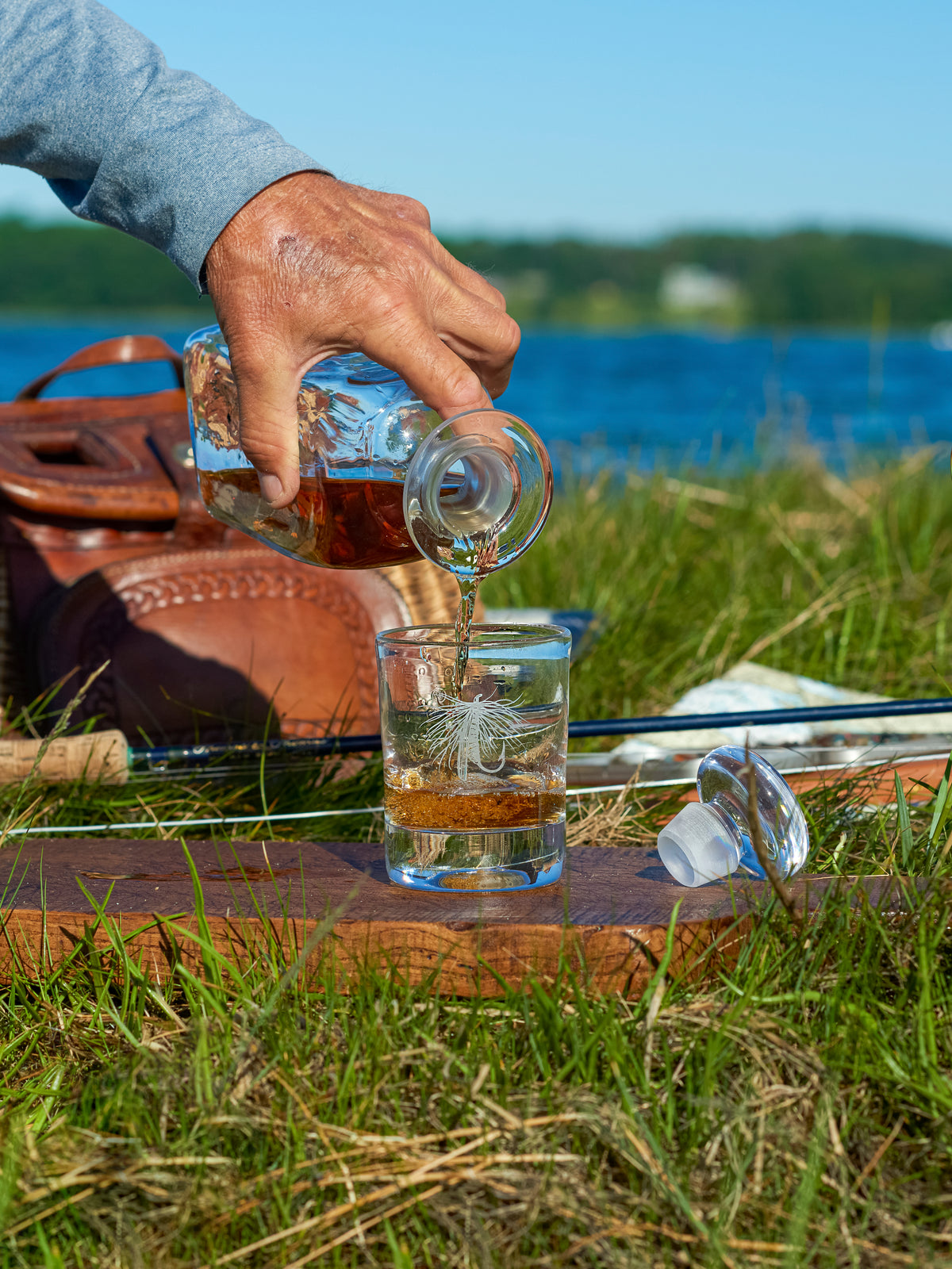 Simon Pearce Fly Fishing Ascutney Whiskey Glass Set