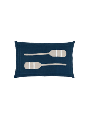  Embroidered Paddles Linen Lumbar Pillow 