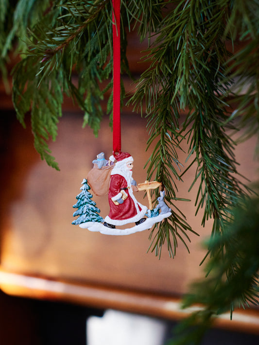 Wilhelm Schweizer Pewter Santa in Forest Christmas Ornament Weston Table