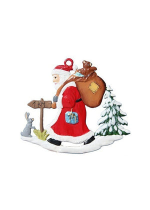  Wilhelm Schweizer Pewter Santa in Forest Christmas Ornament 