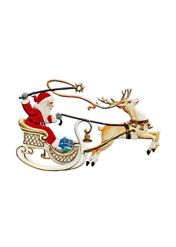 Wilhelm Schweizer Pewter Santa in Sleigh Christmas Ornament