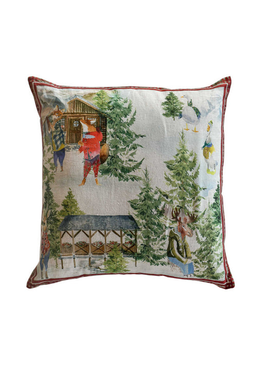 Winter Alpine Animals Pillow