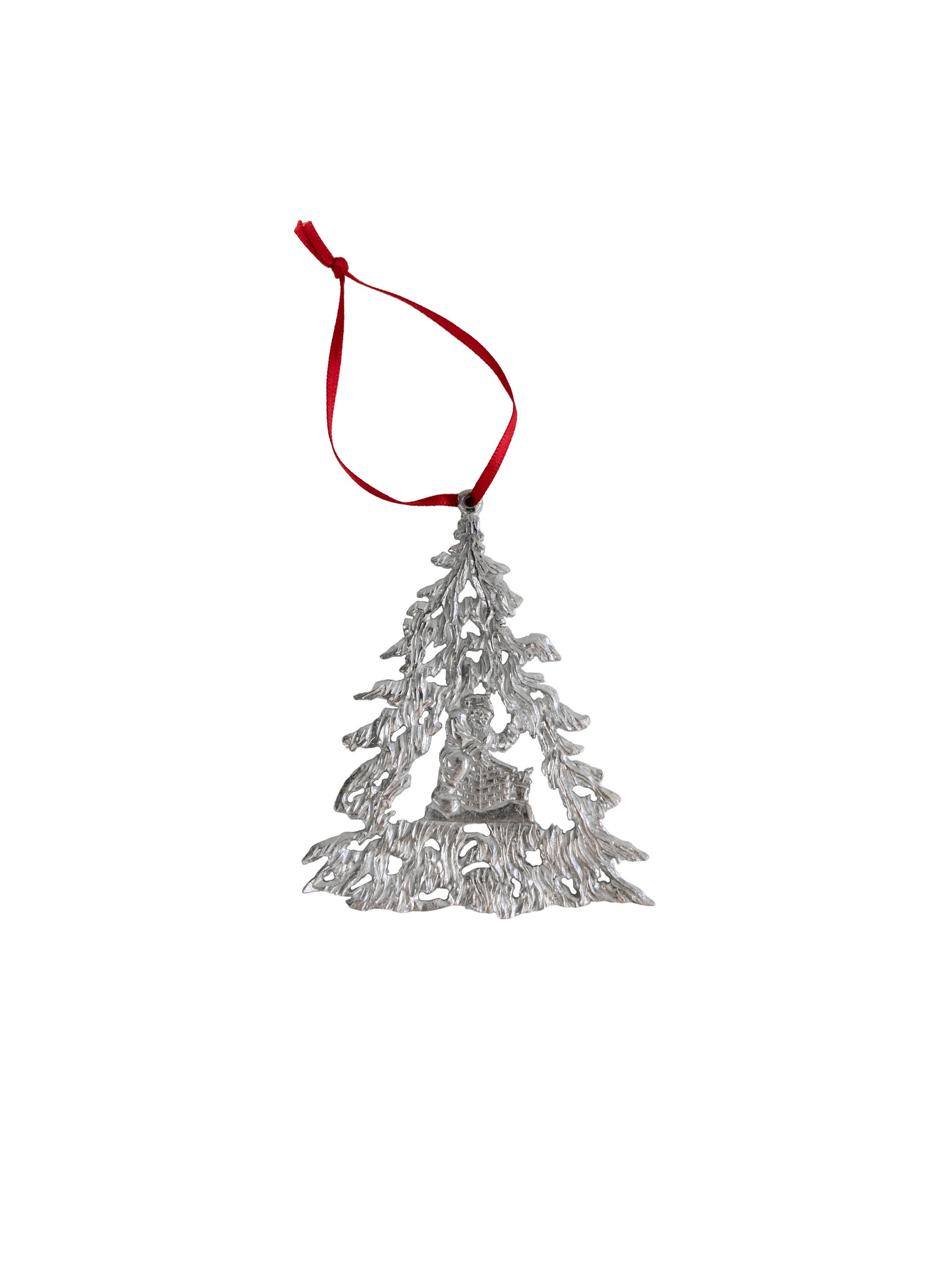 Winter Wonderland Tree Pewter Ornaments Santa in Tree Weston Table