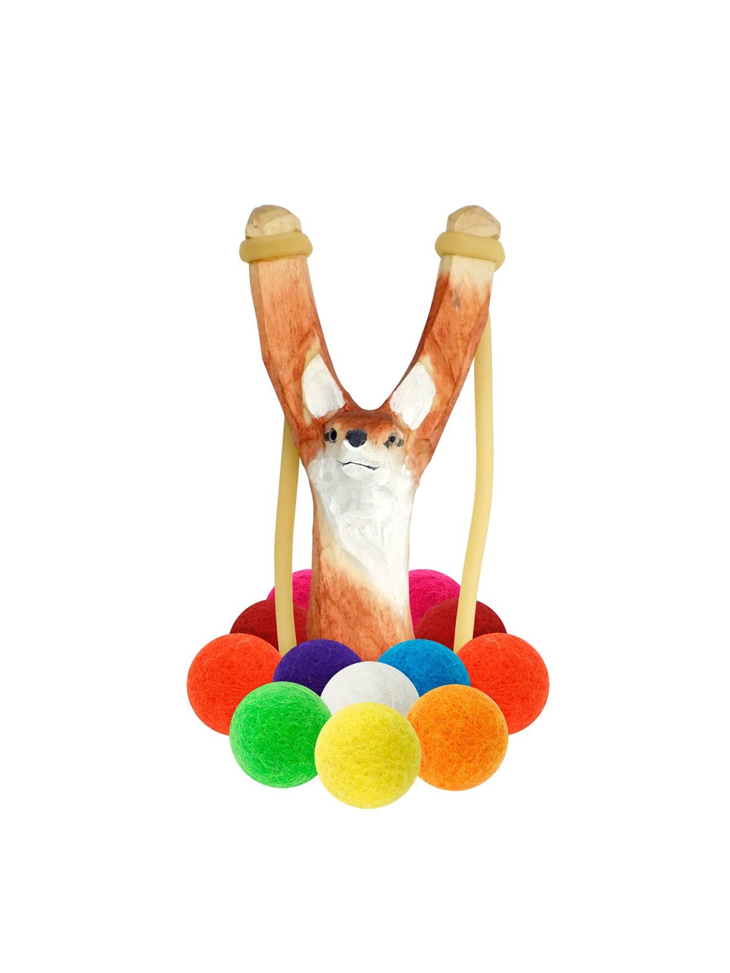 Wooden Animal Slingshot Fox with Felt Ammo Weston Table