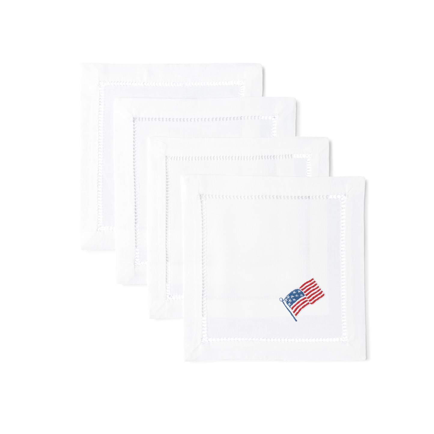 Embroidered Stars and Stripes Cocktail Napkins