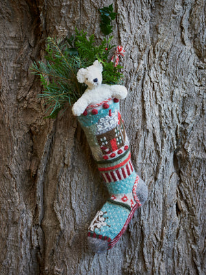  Gingerbread House Wool Knit Christmas Stocking 
